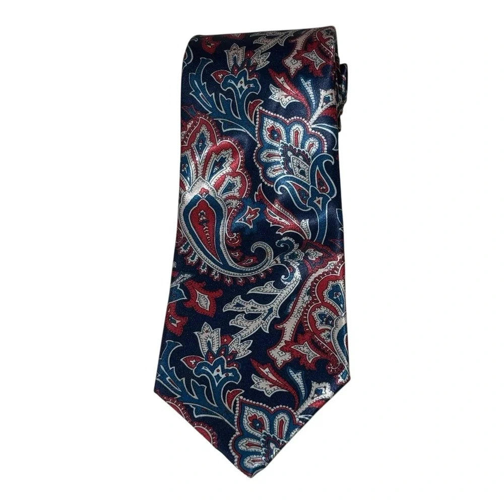 Etienne Aigner Classic Tie‎ Paisley Design Navy Blue Red Teal White